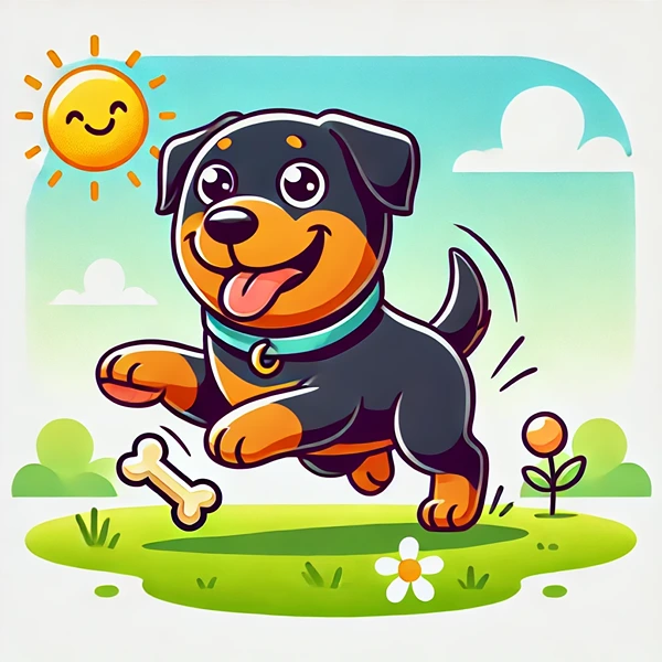 Rottweiler playing outdoors in summer for healthy skin